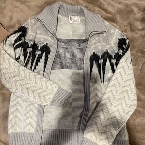 London Fog Gray and Black Knit Cardigan